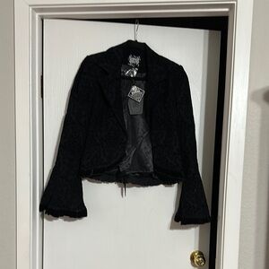 Killstar Size L Black Women's Jacket blazer flocked velvet